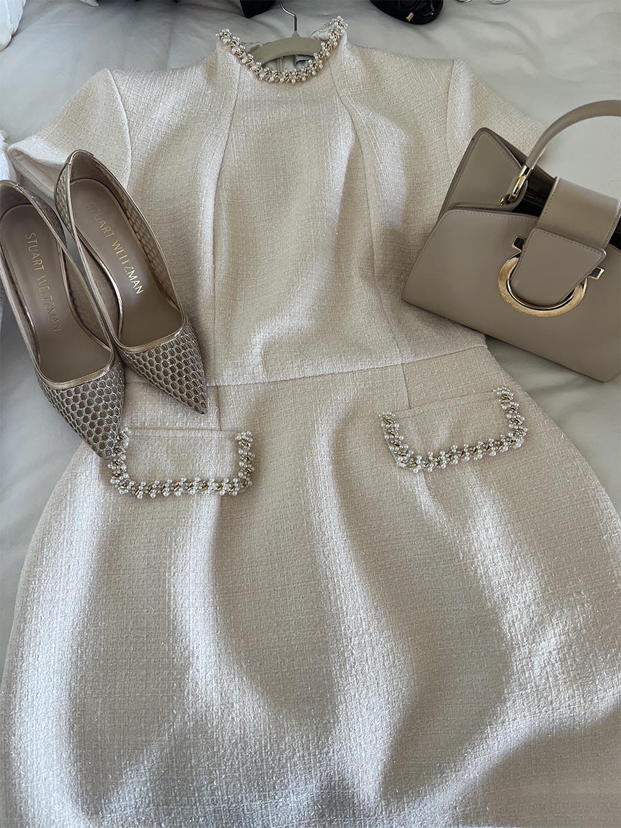 Cream and beige outfit styling